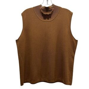 Multiples Nutmeg Brown Silk Blend Sleeveless Mock Turtleneck Sweater - Size 4